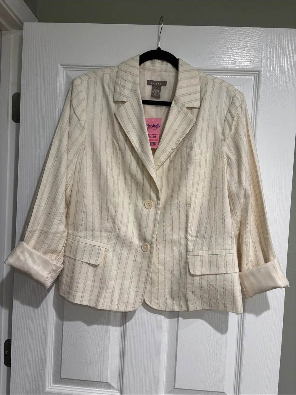 Cream Striped Women's Blazer